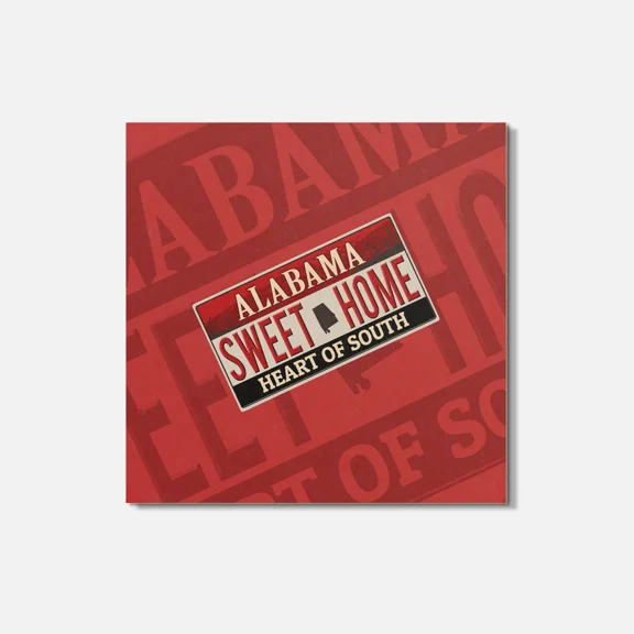 Alabama Usa State Sweet Home 4'' X 4'' Square Wooden Coaster