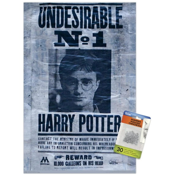 The Wizarding World: Harry Potter - Undesirable Wall Poster with Push Pins, 14.725" x 22.375"