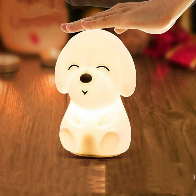 HSHDLDF A Mené la Lumière de Nuit des Enfants Mignonne Lumière de Chiot de Silicone USB Chargeant la Télécommande Colorée et la Lumière de Nuit de Contrôle de Pat Appropriée pour les Vacances d'Anniversaire des Enfants