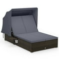 thumbnail image 1 of Gymax 2-person Rattan Lounge Bed w/ Retractable Canopy 5-position Adjustable Backrest Gray, 1 of 10