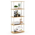 thumbnail image 4 of Furinno Rata 6-Tier Industrial Multipurpose Flat Base Shelf Display Rack with Metal Frame, Wide, French Oak Grey, 4 of 5