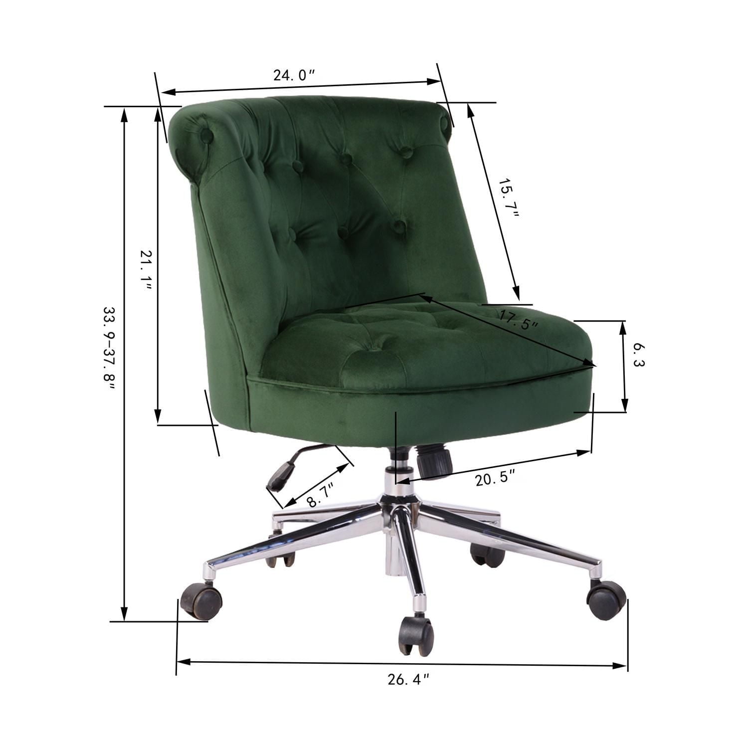 Homylin Modern Swivel Home Office Chair, Fabric Upholstered Accent Chair Tufted Vanity Chairs Adjustable Computer Desk Chair for Living Room Bedroom Study Room, Green