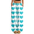 thumbnail image 2 of Hearthz Pajama Pants Womens Drawstring Wide Leg Heart Print Comfy Pants for Women Baggy Soft Comfy Lightweight Women's Sleep Pants, 2 of 7