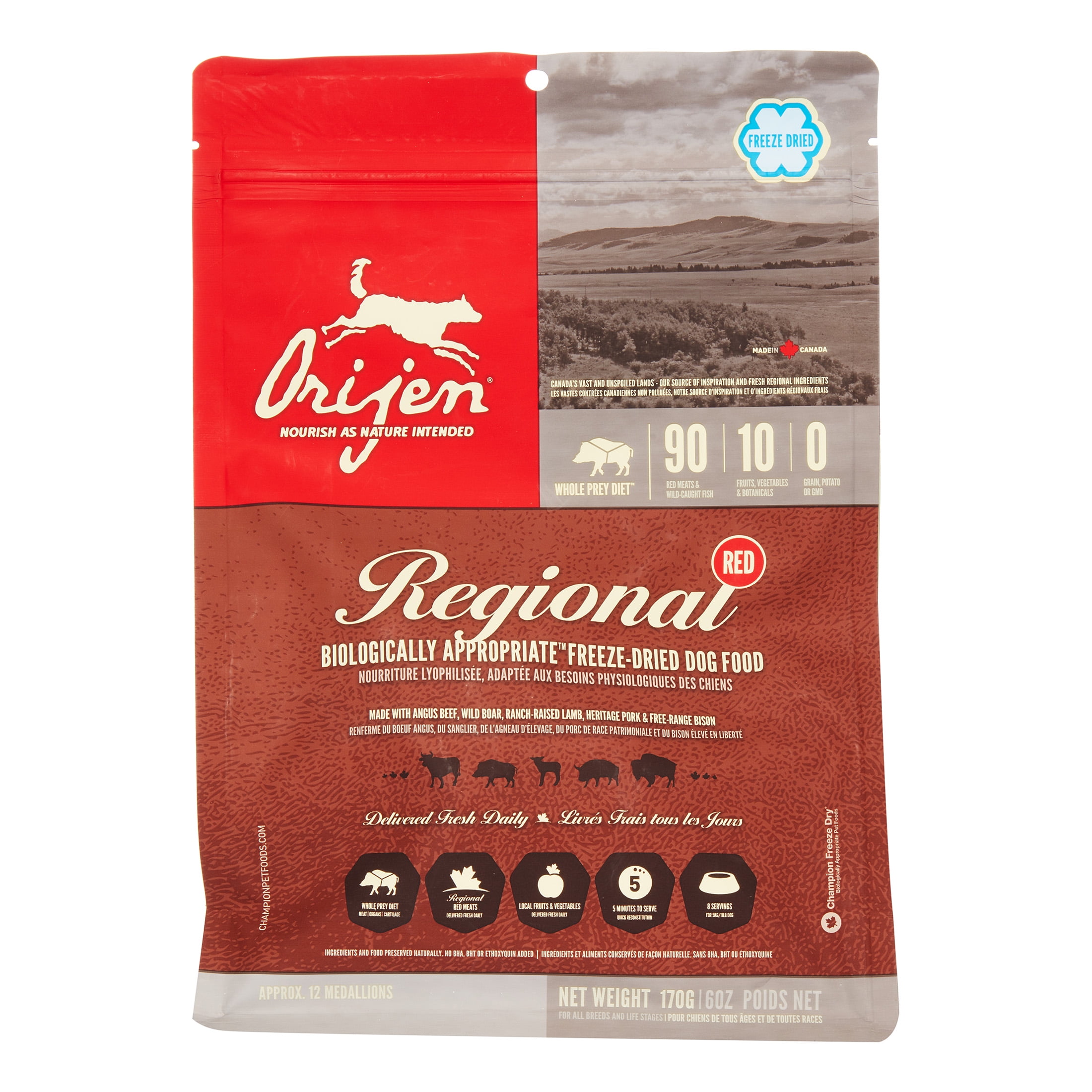 Orijen Regional Red Biologically Appropriate Grain-Free Beef, Wild Boar & Lamb Freeze Dried Dog Food, oz - Walmart.com