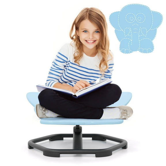 Costway Kids Sensory Swivel Chair with Non-Slip Metal Base for Autistic Kids Indoor Outdoor Blue Elephant