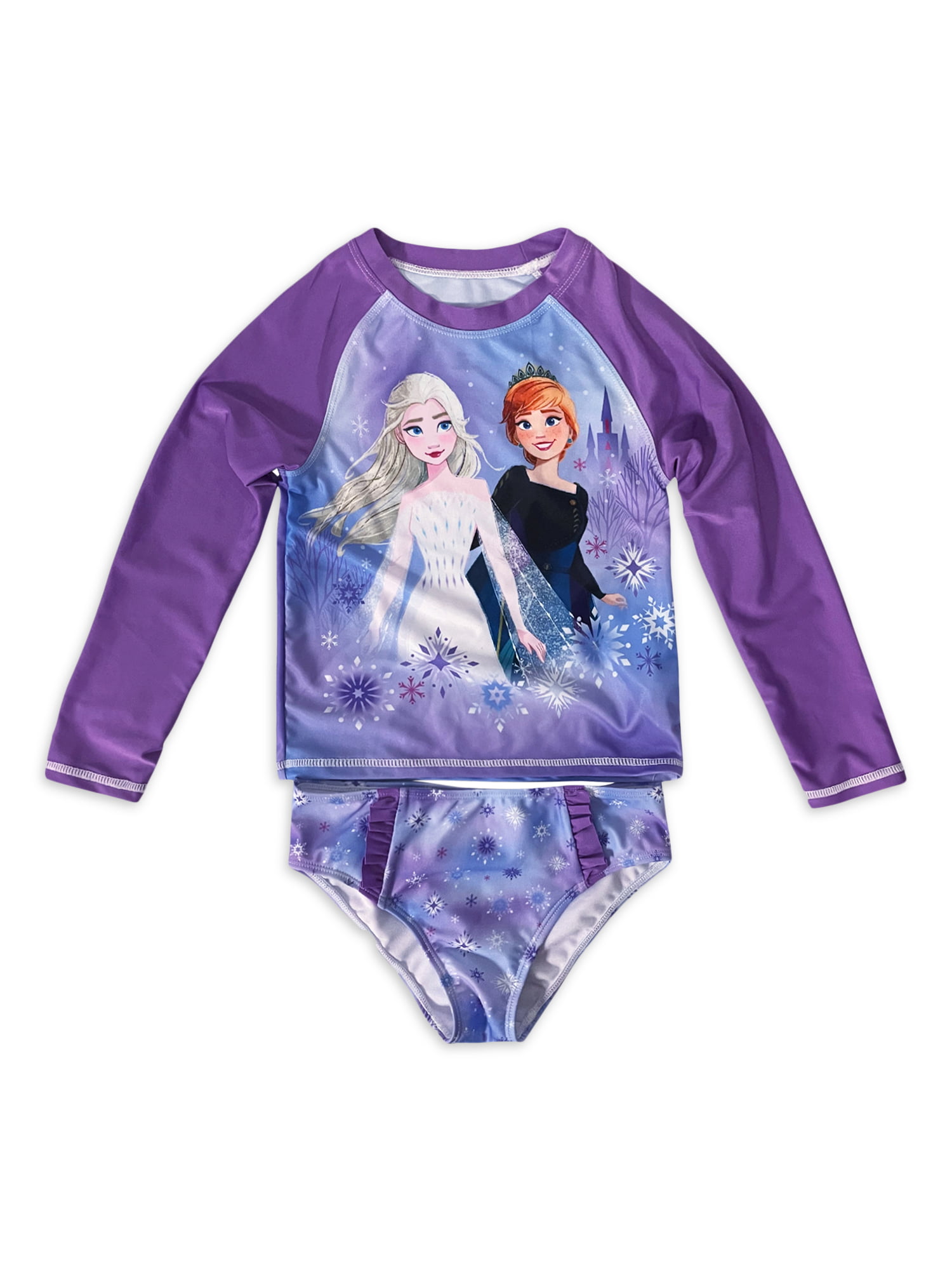 Frozen Girls' Rash Guard Two-Piece Swimsuit with UPF 50+, Sizes 4-6X ...