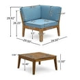 thumbnail image 6 of Christopher Knight Home 6-Piece Acacia Wood Outdoor Sectional Sofa Set with Patio Coffee Table, Blue Cushion, 6 of 9