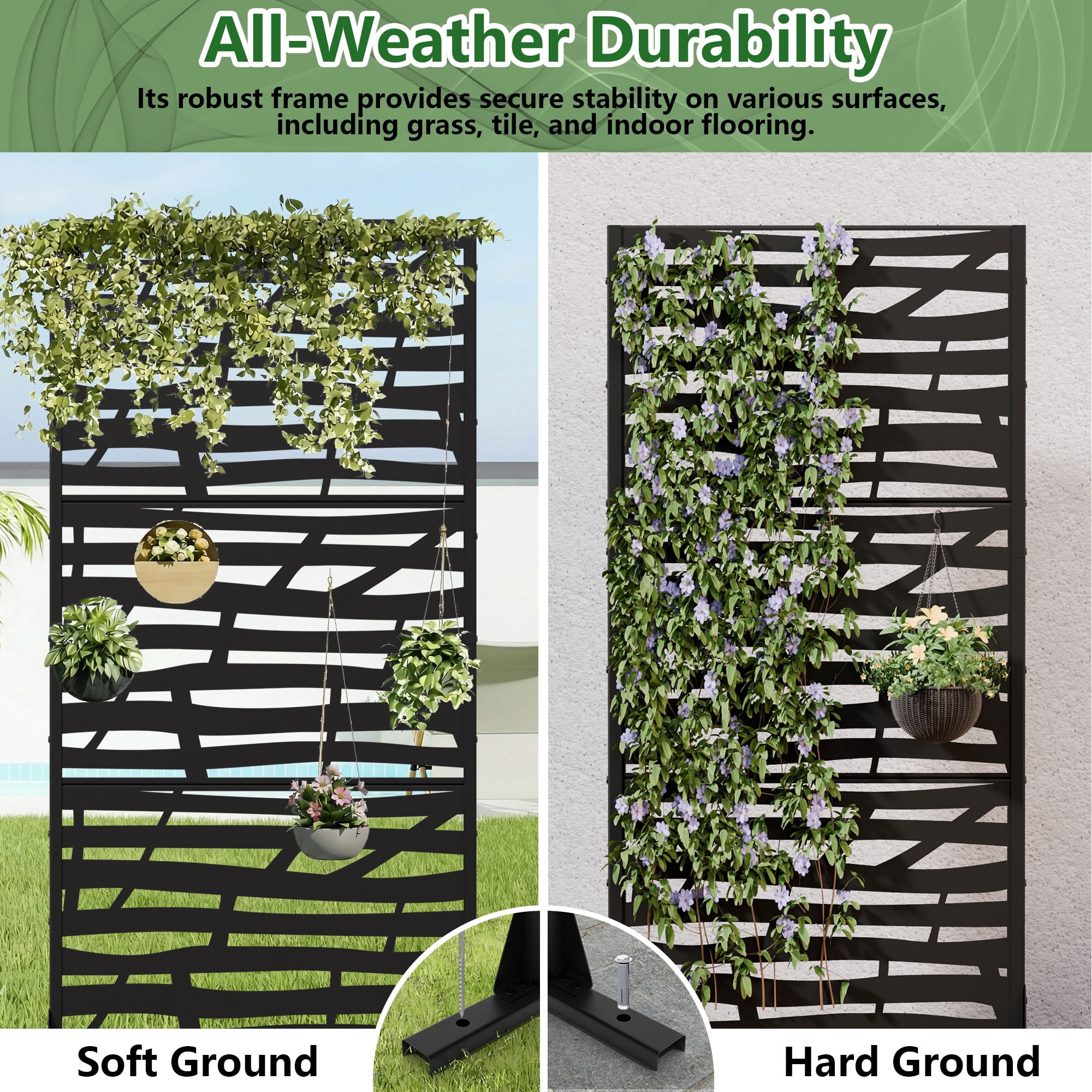 MAYEERTY 72*35in Outdoor Privacy Screen, UV Resistant Metal Privacy Fence, Privacy Panel for Patio, Balcony, Backyard, Garden