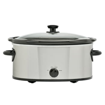 Mainstays 6 Quart Oval Slow Cooker, Stainless Steel Finish, Glass Lid, Model # MS54100112168S