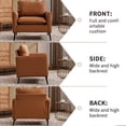 thumbnail image 6 of Faux Leather Accent Chair Set of 2, Upholstered Armchairs with Cushioned Seat, Modern Single Chairs for Living Room Bedroom Office, 6 of 8