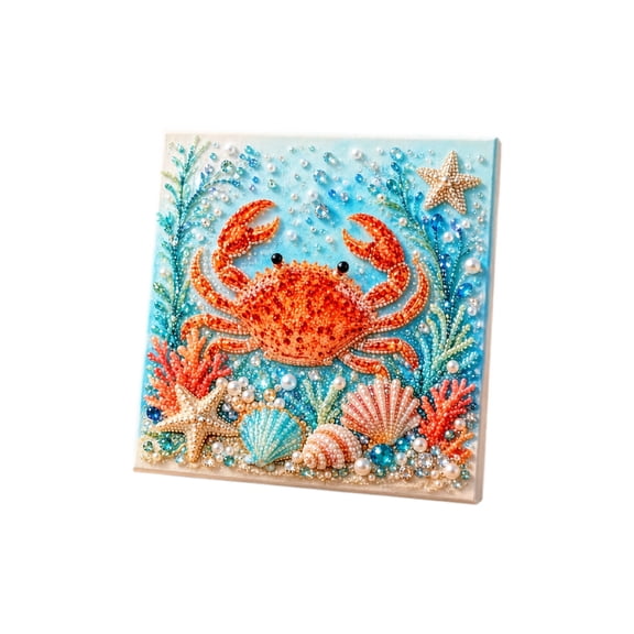 Ocean Theme Pearl Art DIY Kit, Lovely Pearl Art DIY Set, Unique Crab Pattern Diamond Art Kit, Creative Beaded Mosaic Craft for Beach Style Decor, Crab