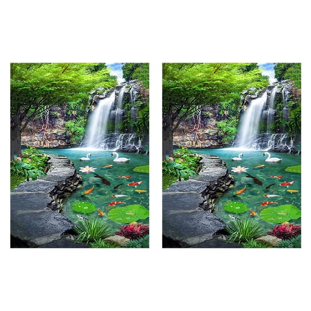 2X Pintura de Diamante 5D Paisaje de Cascada Punto de Cruz de Pescado DIY Bordado de Diamante Paisaje Completo Diamantes de Imitación Decoración del Hogar
