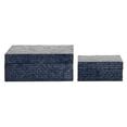 thumbnail image 6 of DecMode Handmade Mosaic Storage Dark Blue Mother of Pearl Shell Decorative Box, 2 Count, 6 of 12
