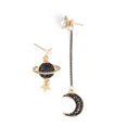 thumbnail image 1 of Dalazy Unique Asymmetric Rhinestone Moon Saturn Pendants Earring Ear Stud for Students Women Girls, 1 of 8