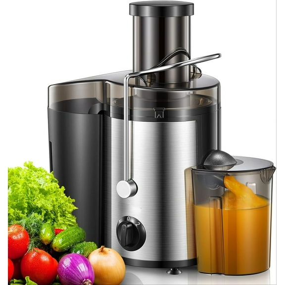 Juicer Machine, 800W Centrifugal Juicer Extractor with Wide Mouth 3” Feed Chute for Fruit Vegetable, Easy to Clean, Stainless Steel, BPA-free (Black)