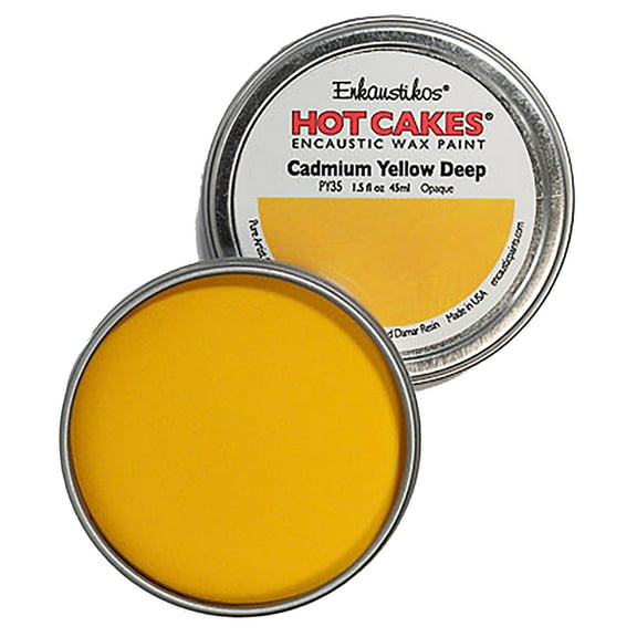 Enkaustikos Hot Cake Encaustic Wax Paint, 1.5 oz. Tin, Cadmium Yellow Deep
