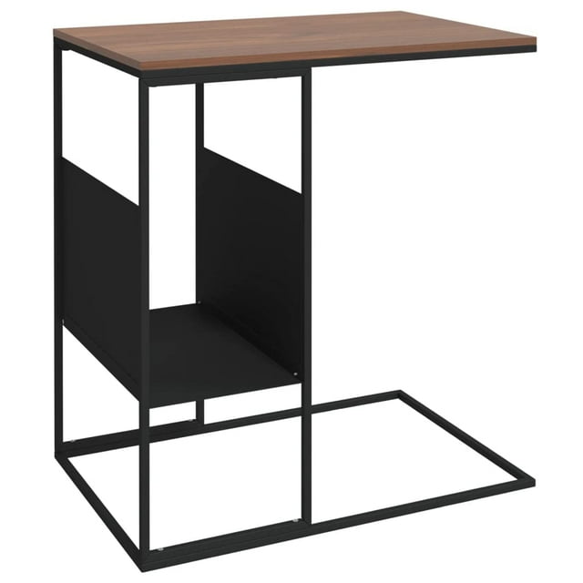 Mesa auxiliar VidaXL en forma de C negro/marrón de ingeniería de madera y hierro