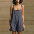 thumbnail image 5 of Lcziwo Cotton Shorts Jumpsuits for Women Spaghetti Strap Wide Leg Loose Overalls Summer Vacation Casual Trendy Tank Rompers with Pockets Dark Gray,L, 5 of 8