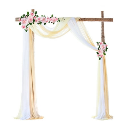 Image of Wedding Arch Draping Fabric Wedding Arch Drapes Sheer Backdrop Curtain for Wedding Ceremony Party Ceiling Decor JIXINGYUAN