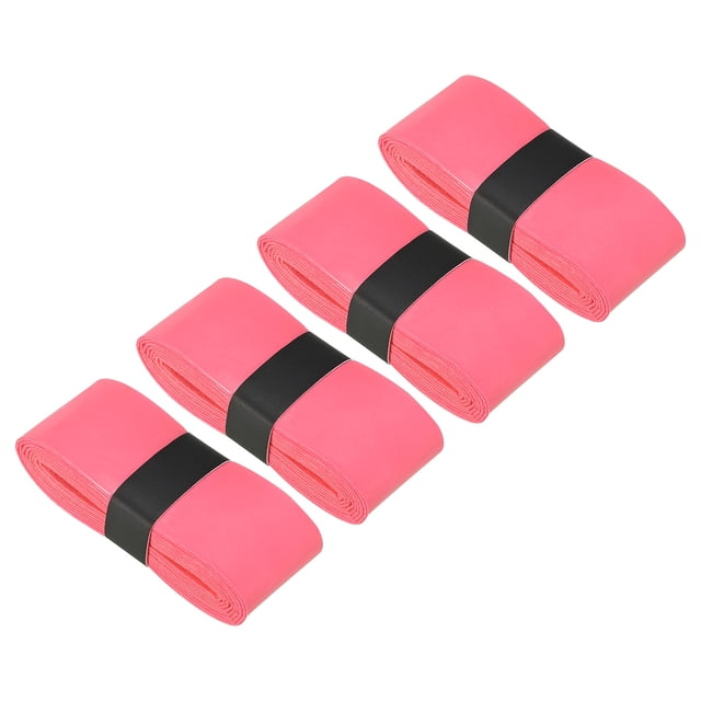 Unique Bargains Anti Slip Sweatband Absorbent PU Tennis Badminton Racket Grip Tape, Pink 4 Pack