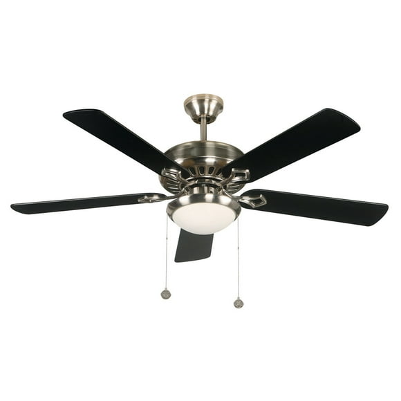 Ventilador de techo 52", 1 luz E27 60W, acabado níquel, madera bardini, 5 aspas reversibles, 3 velocidades