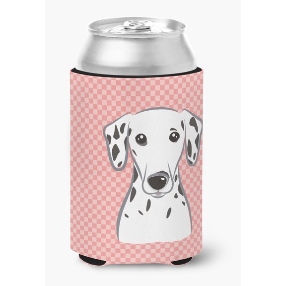 Carolines Treasures Checkerboard Pink Dalmatian Can or Bottle Hugger Can Hugger multicolor
