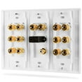 thumbnail image 4 of Fosmon 3-Gang 7.1 Surround Distribution Home Theater Gold Plated Copper Banana Binding Post Coupler Type Wall Plate for 7 Speakers, 1 RCA Jack for Subwoofer and 1 HDMI Port, 4 of 7