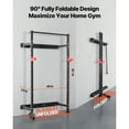thumbnail image 2 of KFFKFF Folding Power Cage, Wall-Mounted Power Rack Squat Rack, Multifunctional Strength Training Workout Equipment with Landmine Holder, Adjustable J-Hooks & Pull-Up Bar for Home Gym, 1000LBS, 2 of 9