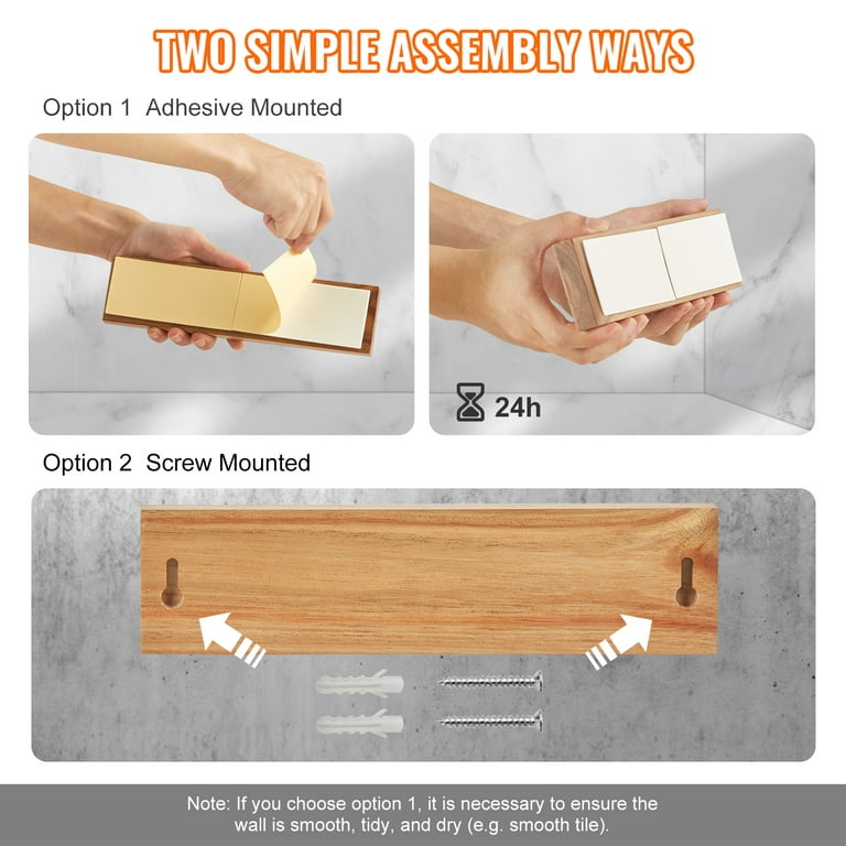 Magnetic Knife Holder Natural Acacia Wood Adhesive Strips Included, No  Drilling Needed Wall-mounted Knife Strip 