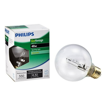 G25 Globe Decorative Light Bulb 420844 40-watt G25 Clear Halogen Decorative Globe Light Bulb, Philips EcoVantage 40-Watt G25 Clear Dec candle light bulb replaces a 65-Watt.., By Philips from USA ()