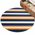 thumbnail image 2 of Round Area Rugs 6Ft, Orange Navy Blue Striped Non-Slip Washable Circle Rugs Carpet, Minimalist Farmhouse Lines Indoor Outdoor Rug Floor Mats Throw Runner for Bedroom Living Room Bathroom, 2 of 8