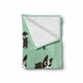 thumbnail image 2 of Boston Terrier Soft Flannel Fleece Throw Blanket, Cartoon Character Minimalist Design of Playful Dog, Cozy Plush for Indoor and Outdoor Use, 60" x 80", Charcoal Grey Mint Green, by Ambesonne, 2 of 6