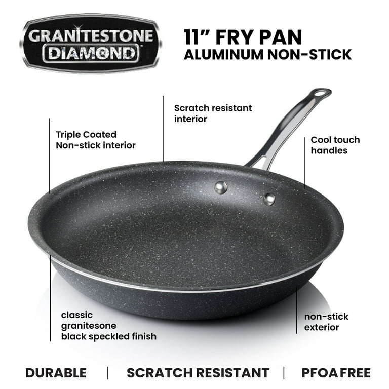 Granitestone 11 inch Nonstick Frying Pan, Ultra Durable Mineral Coated  Nonstick Skillet, 100% PFOA Free Fry Pan with Stainless Steel Stay Handle,  Oven