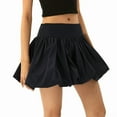 thumbnail image 2 of Women'S High Waist Ruffle Hem Bubble Mini Skirt A Line Flared Cute Skirts Streetwear Black M, 2 of 9