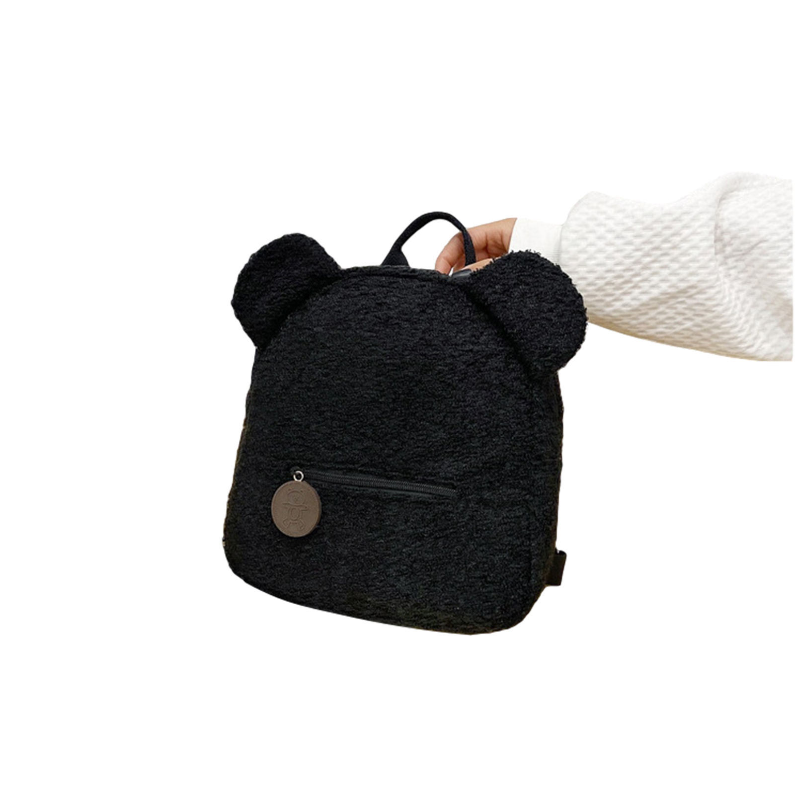 Puloru Women Girls Cute Bear Ear Fleece Solid Color Small Backpack Daypack - image 4 of 5
