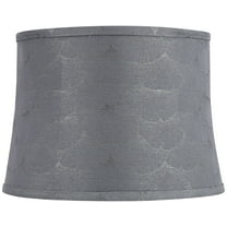 Springcrest Tieling 14" Top x 16" Bottom x 11 1/2" High x 11 1/2" Slant Print Lamp Shade Gray Drum Softback Washer Harp Finial
