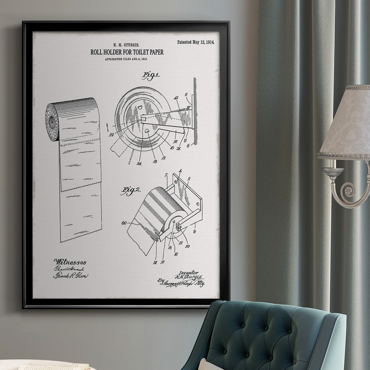 Toilet Paper Patent III Premium Classic Framed Print - Ready to Hang