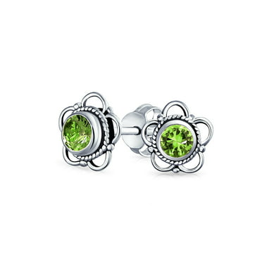 Birthstone Stud Earrings 4 mm - 925 Sterling Silver with Cubic 