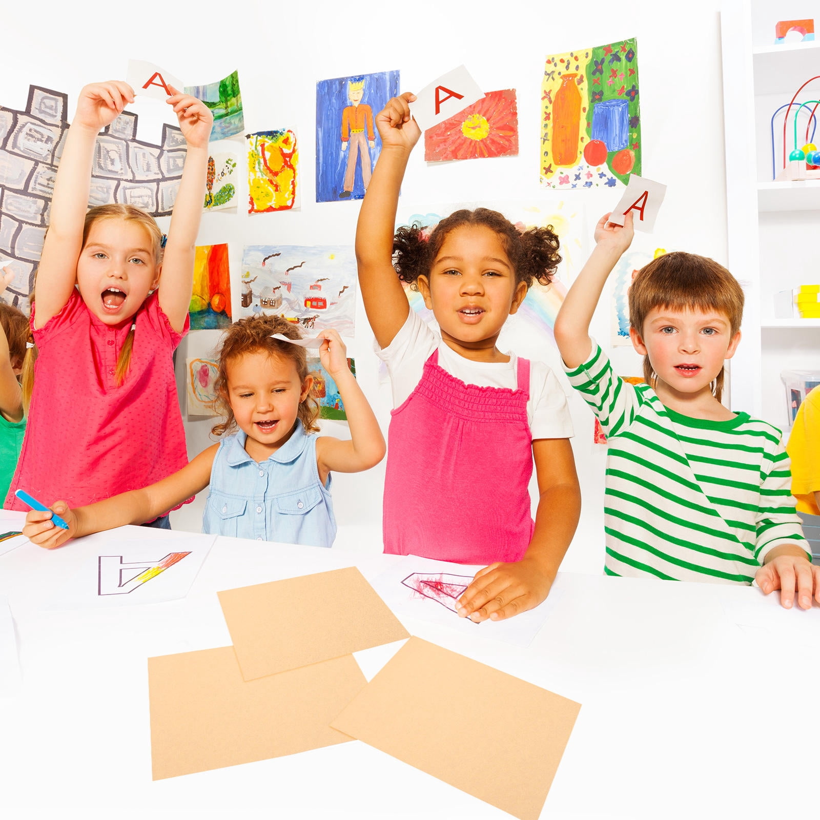 WHAMVOX  100 Pcs Scrapbooking Brown Kids Drawing Painting Paper Child