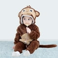 thumbnail image 3 of Zwiiyzr 2024 Newborn Baby Jumpsuit Fuzzy Outfit Cartoon Hoody Coat Winter Infant Rompers Toddler Clothing Bodysuit Girls Boys Clothes Brown, 3 of 4