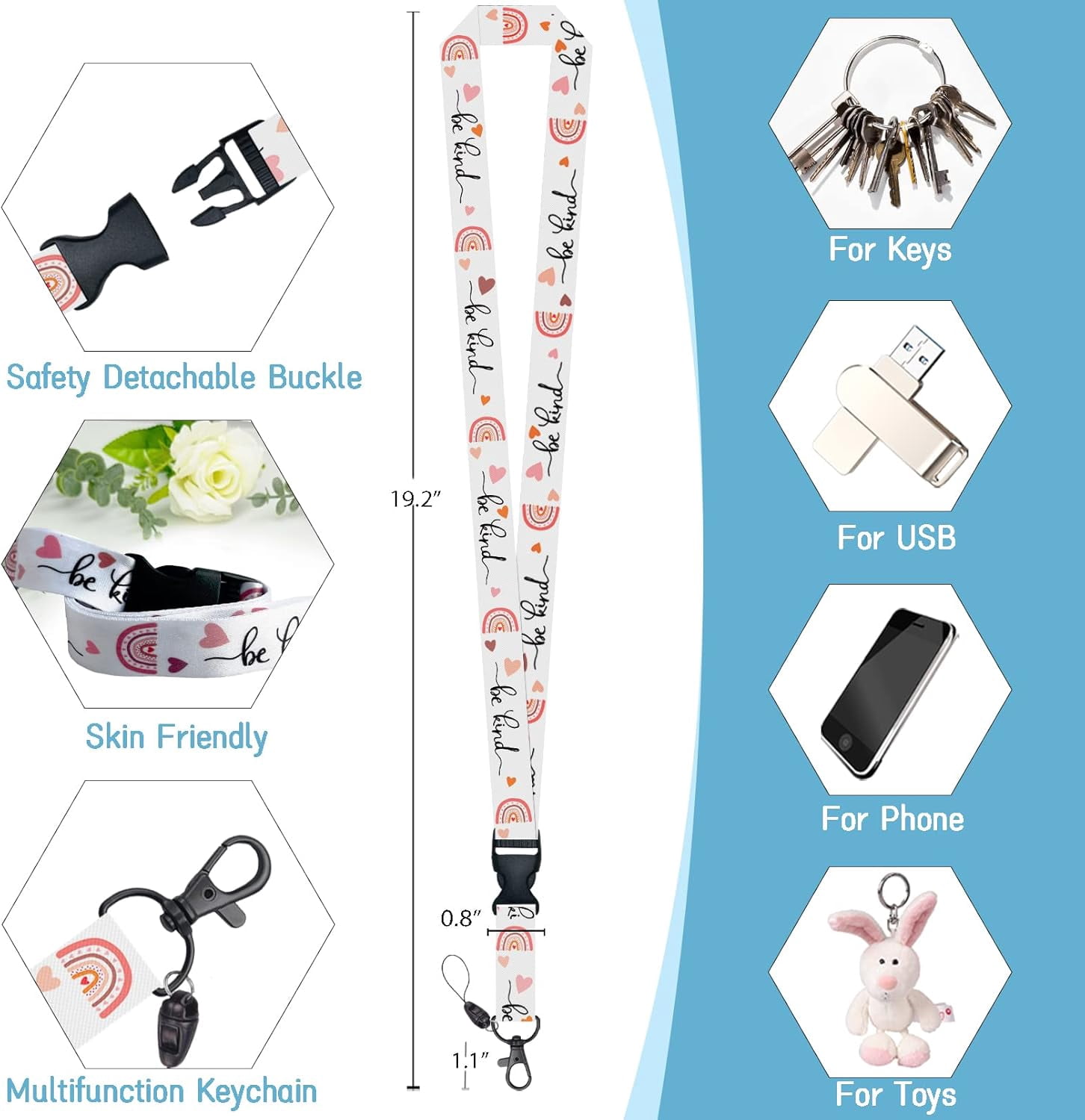 MM ID Badge Holder with Breakaway Lanyard, Lanyards for ID Badges Name Tags ID Card Holder, Cute Badge Reel Badge Clip Retractable, Teacher Nurse Student School Office Gifts, Positivity Design