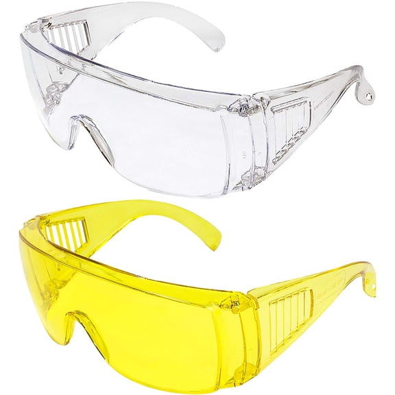 Birdz Eyewear Visitor Safety Rxable Compatible Protective Glasses 1 Clear and 1 Yellow for DYI Projects Landscaping
