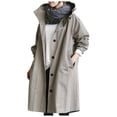thumbnail image 2 of Mohiass Women's Trench Jackets Loose Winter Hooded Oversized Elegant Windbreaker Comfortable Jacket Plus Size Coat Outwear Light Gray 3XL, 2 of 4