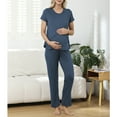 thumbnail image 4 of Zando Womens Bamboo Maternity Nursing Pajamas Set Layer Soft Postpartum Lounge Set for Woman Tulip Hem Breastfeeding Woman PJ 2 Piece set, 4 of 7