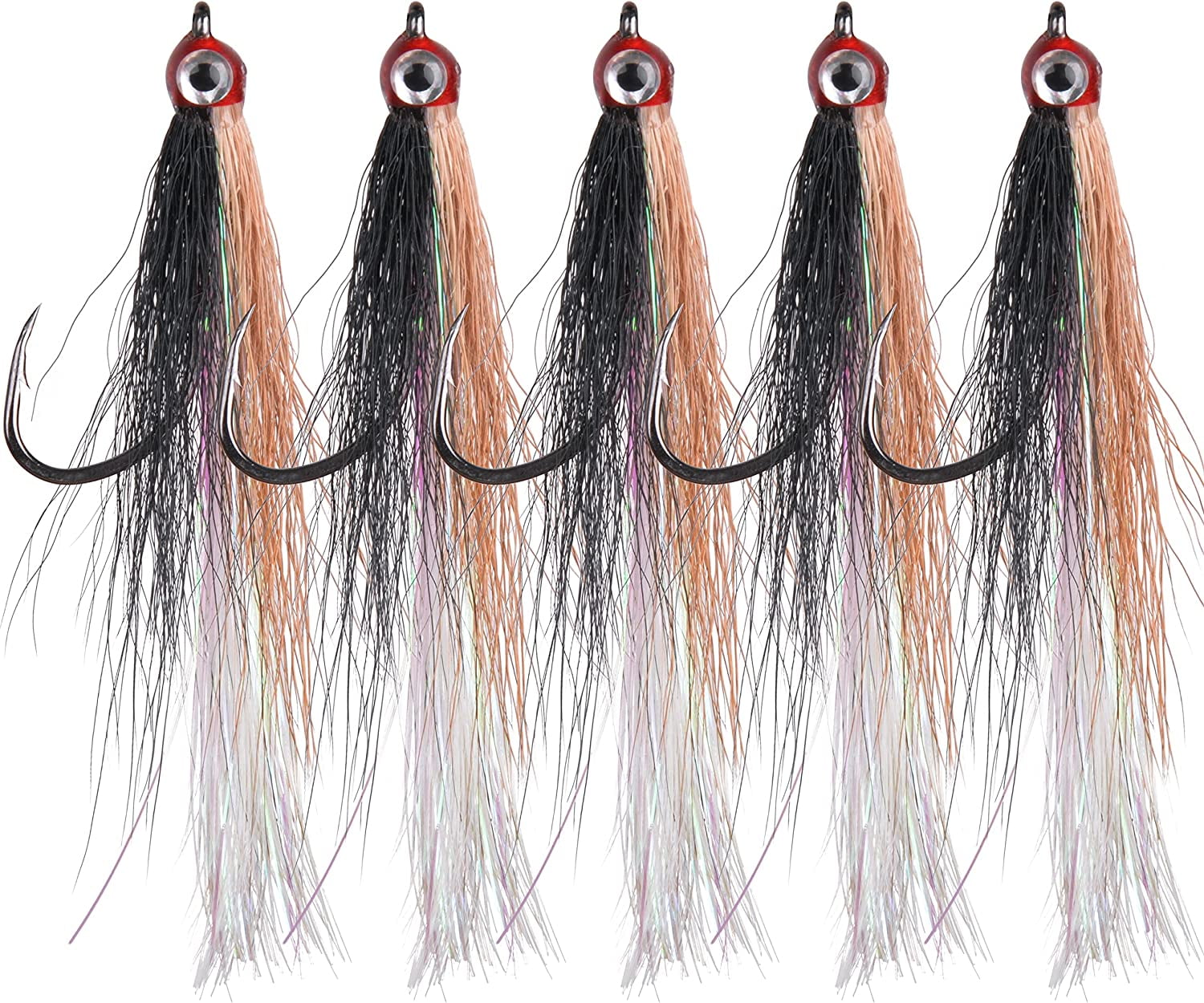 Fishing Bucktail Teaser Hooks,5pcs Saltwater Fishing Teaser Lures with