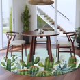 thumbnail image 4 of Green Cactus Round Area Rug 5 FT, Non Slip Bedroom Rugs, Watercolor Summer Botanical Blue Washable Soft Circular Carpet Non-Shedding Floor Mat for Kitchen Dining Room Foyer Balcony Dorm, 4 of 8