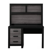 Global Furniture USA Lisbon Gray and Black Wooden Desk with Hutch