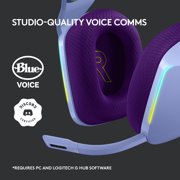 Logitech G733 LIGHTSPEED Wireless Gaming Headset with suspension headband, LIGHTSYNC RGB, Blue VO!CE mic technology and PRO-G audio drivers, Lilac
