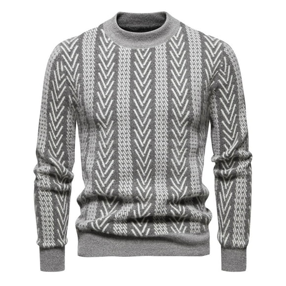 LOVZFMLL Chandails pour Hommes, Vintage Classique Rayé Acrylique Col Rond Côtelé Chandail, Mode Décontractée, Vêtements d'Automne, Hauts d'Hiver Chauds