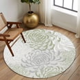 thumbnail image 3 of Sage Green Chrysanthemum Round Rugs 7ft, Farmhouse Botanical Floral Modern Non Slip Washable Rug Runner, Low Pile Indoor Floor Carpet Mat Bathroom Rugs for Living Room, Bedroom, Kids Room, 3 of 9